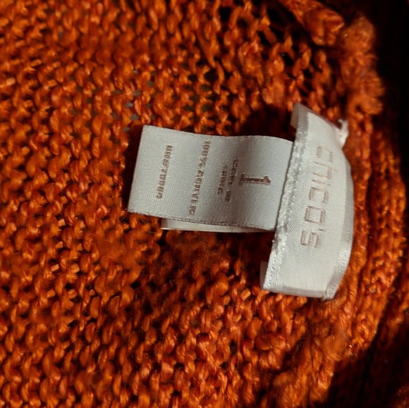 Chico's Orange Open Front Cardigan Size 1 - Picture 3 of 4